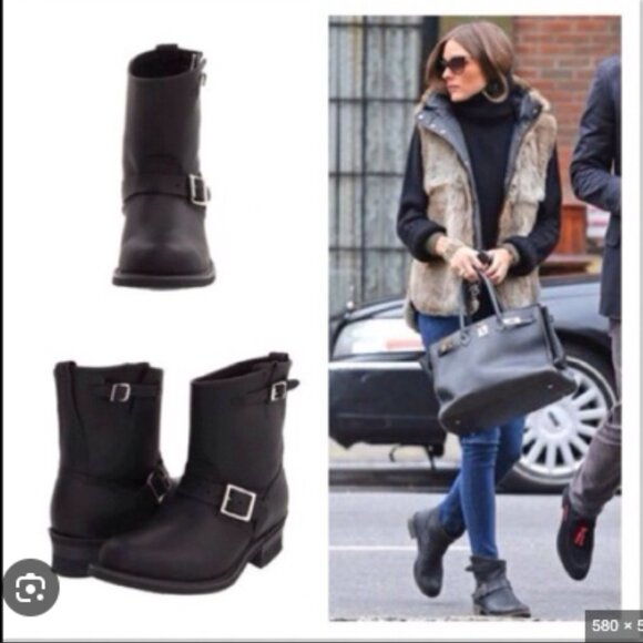 Frye Brown Leather Engineer Boot Booties Harness Moto Grunge Buckle Strap Size 8 - Picture 2 of 16